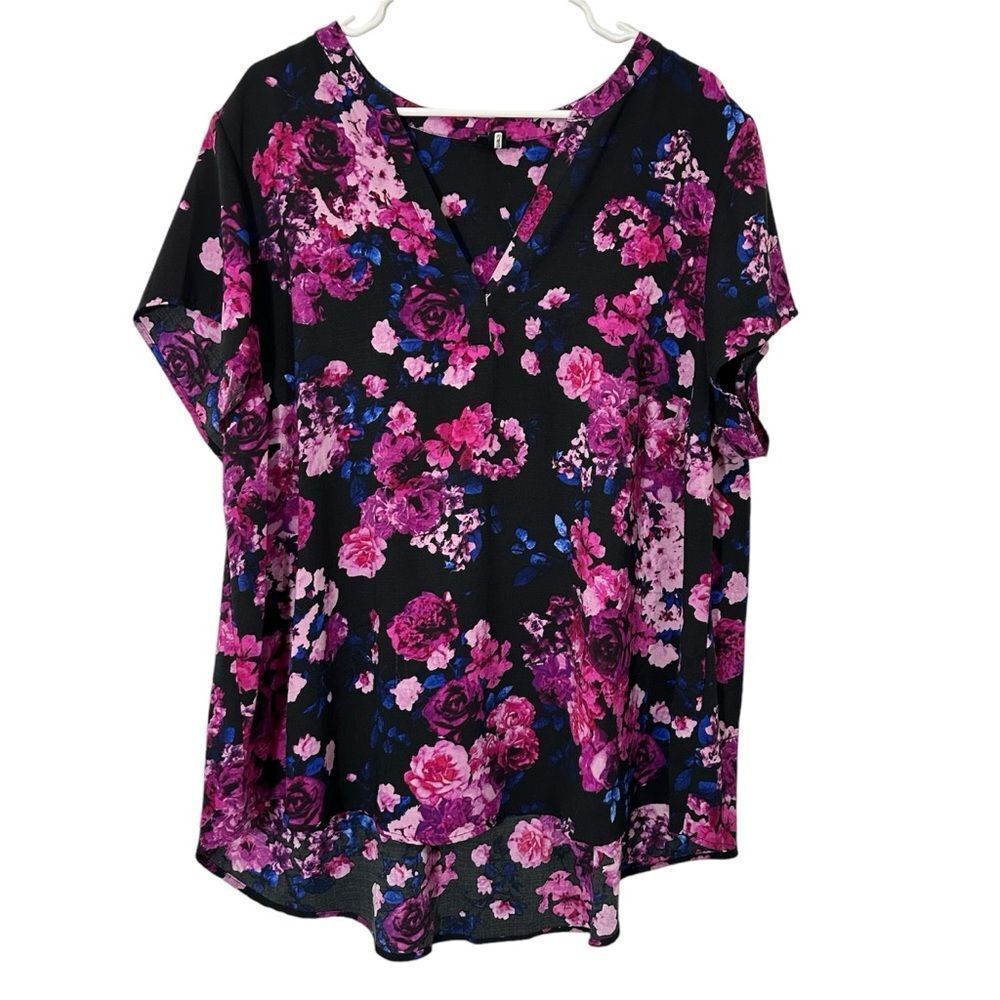 Torrid Floral Blouse - Black and Pink